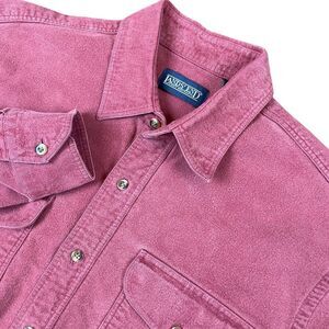 Land's End Flannel Shirt Men's Medium 15 - 15 1/2 100% Cotton Maroon Burgandy